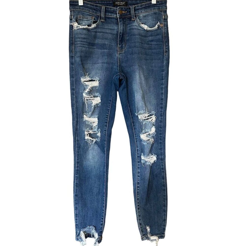 Judy Blue Skinny Fit Ripped Distressed Stilletto Hem Jeans 5 / 27 JB2147MD